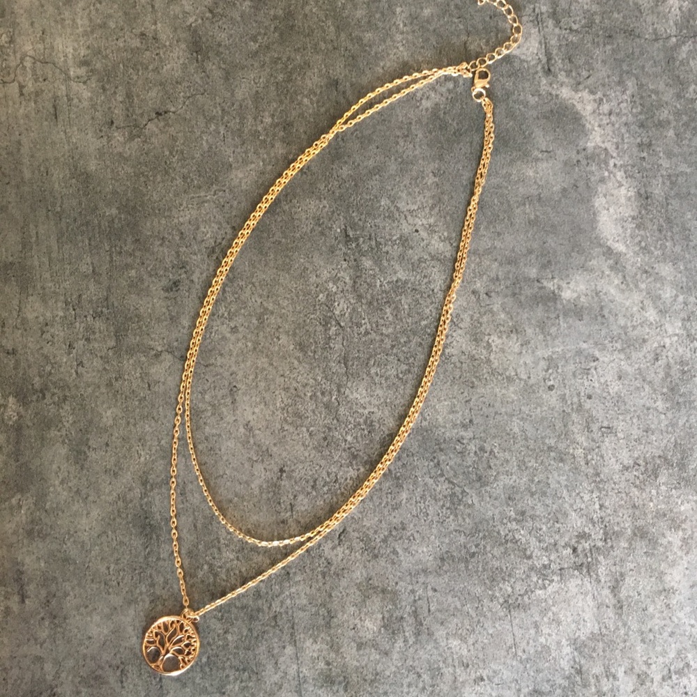 Tree of Life Double Layer Gold Toned Necklace. - Picture 6 of 8